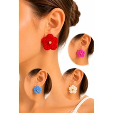 Neholia Küpe Süsü 4 Renk Çiçek Küpe Aksesuarı Değiştirilebilir Çıkarılabilir Küpe Moda Aksesuarı Hafif El Yapımı