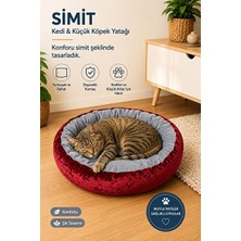 Solvéra Kırmızı Minderli Simit Yatak, Küçük Irk Kediler ve Köpekler Için Konfor