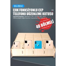 Piyatech 48 Bölmeli Ahşap Cep Telefonu Saklama Kutusu Masaüstü Düzenleyici Organizer - SS-001C