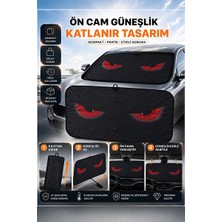 Solvéra Kırmızı Gözlü Katlanabilir Oto Güneşlik, Şık ve Pratik Koruma Oto Güneşlik Perde