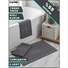Papillon Banyo Paspası Ayak Havlusu 50X70 cm Yumuşak ve Emici Koyu Gri