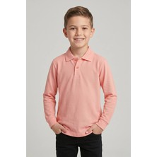 Fatella Unisex Çocuk Somon Lakost Polo Yaka Uzun Kollu Okul Tişörtü