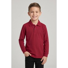 Fatella Unisex Çocuk Bordo Lakost Polo Yaka Uzun Kollu Okul Tişörtü