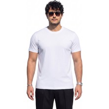Tişört %100 Pamuk Bisiklet Yaka Tişört Regulat Fit Tişört Süprem Penye Yumuşacık T-Shirt Basic Tişört Beyaz