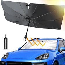 Solvéra Katlanabilir Ön Cam Güneşlik Şemsiye 145X79CM Siyah Güneş Koruyucu Oto Güneşlik Perde