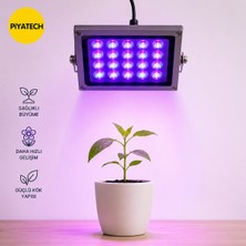 Piyatech 20W LED Bitki Yetiştirme Projektörü (Grow Light) Uv Lamba – 10° Lensli - 180 × 140 mm
