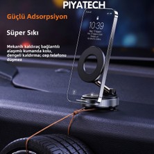Piyatech Çok Amaçlı 360° Dönebilen Mıknatıslı Araç Içi ve Masaüstü Vantuzlu Telefon Tutucu