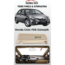 Solvéra Honda Civic Fd6 Ön Sağ Güneşlik Bej Renk, 2006-2011 Model Oto Güneşlik Perde
