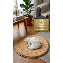 Solvéra Yuvarlak Kaymaz Tabanlı Tavşan Tüyü Yatak, 70X70CM, Ultra Yumuşak Kedi ve Köpek Yatağı