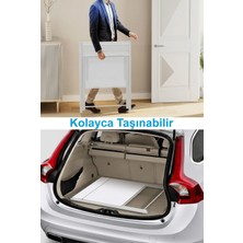 Unideco Home Metal Ayaklı Laptop Masası Katlanır Çalışma Masası Raflı Masa Katlanır Laptop Sehpası Bodo Beyaz Siyah