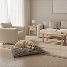 Solvéra Yumuşak Gri El Örgüsü Premium Kedi Köpek Yatağı, Yıkanabilir Kedi ve Köpek Yatağı