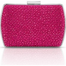 Seniorah Şıltılı Kristal Taşlı Pembe Abiye Çanta - Zincir Askılı Davet ve Düğün Clutch