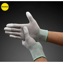Piyatech Pu Parmak Kaplamalı Esd Anti-Statik Karbon Eldiven - Hassas Elektronik Montaj ve Koruyucu Iş Eldiveni (Standart Boy)