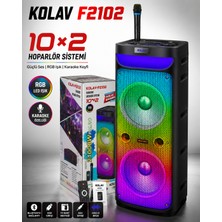 Kolav F2102 Taşınabilir Karaoke Hoparlör 10×2 Rgb Işıklı Kablosuz Mikrofonlu Ses Sistemi