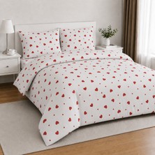 Freyja Home %100 Pamuk Çift Kişilik Lastikli Çarşaflı Nevresim Takımı | Kalpli