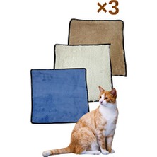 Solvéra Yumuşak Peluş Kedi Halısı 40X40 Cm, Konforlu Kulübe Için Kedi ve Köpek Yatağı 3 Adet