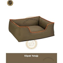Solvéra Haki ve Turuncu Biyeli Dayanıklı Köpek Yatağı 80X65CM Kedi ve Köpek Yatağı