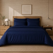 Qua Home Auren 400 T.c. Pamuk Saten King Size Nevresim Seti Lacivert