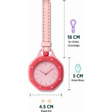 Piyatech Royal Pop Pembe Askılı Hemşire ve Çanta Saati Şık Analog Kadran Pratik Unisex Sekizgen Cep Saati