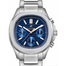 Beverly Hills Polo Club Erkek Kol Saati Lacivert Rose Gold Kadran Metal Kordon 42MM Seramik Cam 10 Atm Silver Kasa