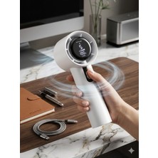 Bychie Okmore Yüksek Hızlı Taşınabilir El Fanı USB Şarjlı Sessiz Mini Fan -Siyah