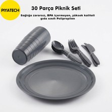 Piyatech 30 Parça Premium Polipropilen Tabak, Çatal, Bıçak ve Kaşık Seti - 6 Kişilik Mutfak Servis Seti