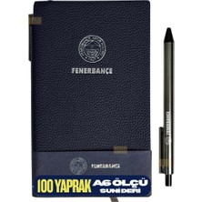 Fenerbahçe Lisanslı Suni Deri Kaplamalı 100 Yapraklı 10.5X17.6CM Ölçülü Çizgili A6 Mini Bloknot Defteri Kalem Hediyeli