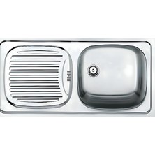 Teka Eviye EBM 45 Sol Düz Dokusuz Sifonlu 86x43,5 cm Paslanmaz Çelik Mutfak Tezgahı