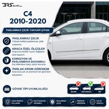 Servet Dizayn Oto Citroen C4 Uyumlu 2010-2020 Krom Yan Kapı Çıtası 4 Parça Paslanmaz Çelik