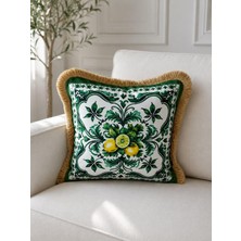 Pelin Abaka Amalfi Serisi, Süet Saçaklı Kırlent Kılıfı 43X43 cm