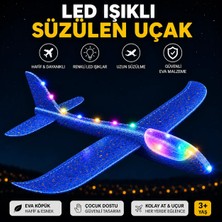 E-Deniz Ticaret Elden Fırlatma Mavi Ledli Köpük Uçak