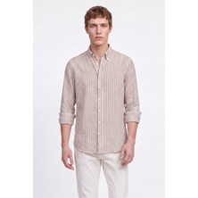 Altınyıldız Classics %100 Pamuk Comfort Fit Rahat Kesim Düğmeli Yaka Çizgili Gömlek