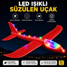 E-Deniz Ticaret Elden Fırlatma Kırmızı Boydan Ledli Köpük Uçak