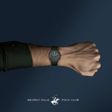 Beverly Hills Polo Club Erkek Kol Saati Koyu Yeşil Silikon Kordon Yeşil Siyah Kadran Siyah Kasa 42MM Safir Kaplama Seramik Cam 10 Atm