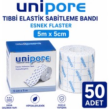 Unipore Tıbbi Elastik Sabitleme Bandı Esnek Flaster 5m×5cm (50 Adet)