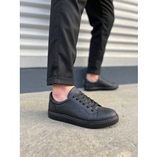 JET-165 Elite Bağcıklı Cilt Erkek Günlük Sneaker Ayakkabı Cst - Siyah