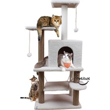 Solvéra Oyun ve Dinlenme Platformlu Kedi Evi - Salıncağıyla Eğlence Sunar Kedi Tırmalaması