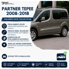 Servet Dizayn Oto Peugeot Partner Tepee Uyumlu 2008-2018 Krom Yan Kapı Çıtası 4 Parça Paslanmaz Çelik
