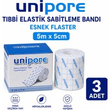 Unipore Tıbbi Elastik Sabitleme Bandı Esnek Flaster 5m×5cm (3 Adet)