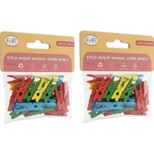 Fufi Ahşap Mandal (25 Mm) Renkli ( Iki Adet )