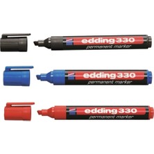 Edding Permanent Markör Kesik Uç ( Mavi-Kırmızı-Siyah) ED-330 ( 3 Adet )