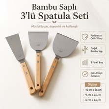 PratikBir Bambu Saplı 3'lü Paslanmaz Çelik Spatula Seti