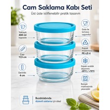 PratikBir 3'lü Cam Saklama Kabı Seti - 400ML x 3