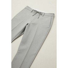 D'S Damat Slim Fit Gri Beli Lastikli Bağcıklı Fermuarlı Likralı Rahat Jogger Pantolon 2HC03ORTJGR01