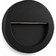 Braytron 3W LED Duvar ve Basamak Aydınlatma 3000K Gün Işığı IP65 Siyah Yuvarlak