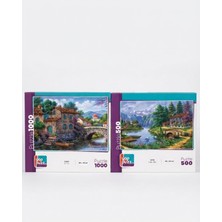 Farbu Oyuncak Su Yolu ve Kuğu Gölü Ikili Set - 1000 + 500 Parça Ikili Puzzle Seti