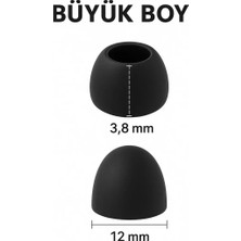 Bezos 1 Çift 2 Adet Kulaklık Silikonu Uyumlu Büyük 12MM Siyah