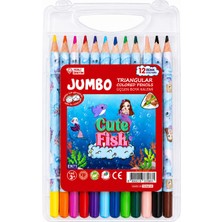 Danacı Kırtasiye Fatih Cutie Fısh Jumbo Üçgen Kuru Boya 12 Renk