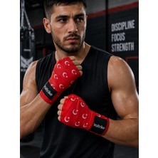 Voltrike Türk Bayraklı Kırmızı Boks-Kickbox-Muay Thai-Sanda El Bandajı