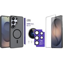 Vendas Samsung Galaxy S26 Ultra Kılıf M-safe Şarj Özellikli Zore Babet Kapak + HD Kamera Lens + Cam Ekran Koruyucu